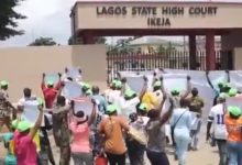"No Justice, No Peace": Ajiran Protesters, CCRP Rally at Lagos High Court